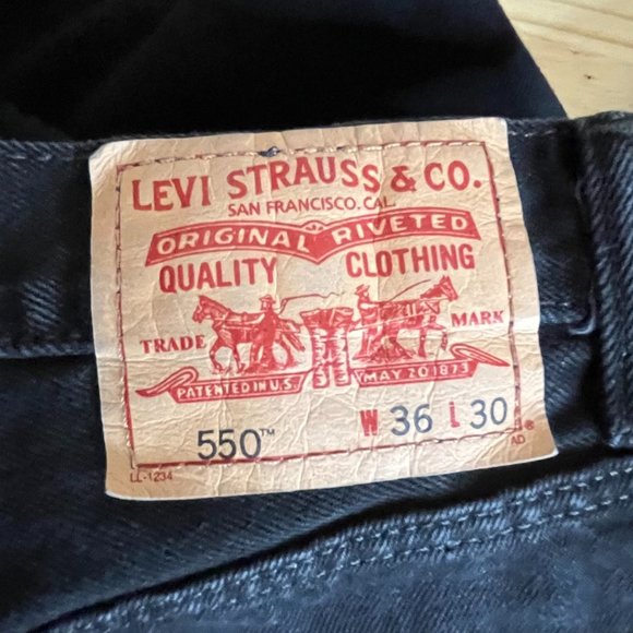 Vintage Levi’s 550 Relaxed Taper Jeans Made in USA Stonewashed black size 36/30 - Picture 4 of 5